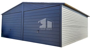  Blechgarage 6x6m Horizontal Blech Satteldach 2x Schwingtor PVC Kippfenster Anthrazit ID158
