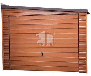  Blechgarage 3,5x6m Horizontal Blech Dach mit einer Neigung nach rechts 2x Schwingtor Holzoptik ID161