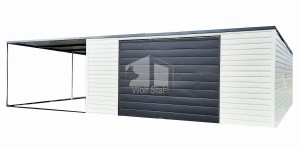  Blechgarage 6x6m Horizontal Blech Überdachung Pultdach Schwingtor Schwarz ID173