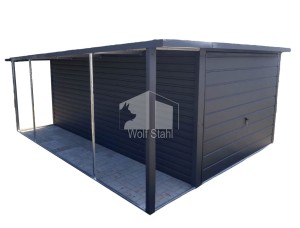  Blechgarage 3x5m Überdachung 1m Schwingtor Anthrazit ID394