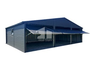  Blechgarage 9x6m Satteldach 3x Schwingtor Dachrinnen Anthrazit ID405