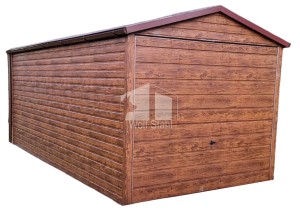  Blechgarage 3x6m Satteldach Schwingtor Holzoptik ID409