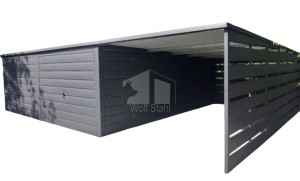  Blechgarage 6x6m Überdachung 3m 2x Schwingtor Tür Anthrazit ID423