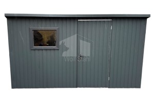  Gartenhaus 4x4m Tor PVC Kippfenster Anthrazit Flachdach | ID442 |