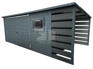  Gartenhaus 5x3m Überdachung 1x3 PVC Kippfenster Anthrazit Flachdach | ID443 |
