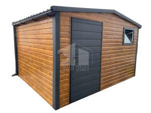  Gartenhaus 3x3m  Tür  PVC Kippfenster  Satteldach - Dachrinnen - Anthrazit - Metalldachziegel | GP233 |