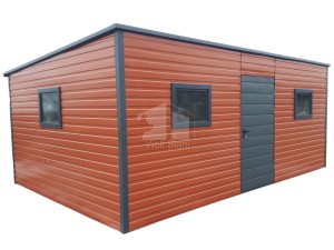 Gartenhaus 5,5x3m Tür + Anthrazit + 3x PVC Kippfenster - Braun - Pultdach | GP94 |