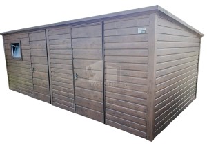 Gartenhaus  6x3m - 2x Tür - PVC Kippfenster - Holzoptik - Dunkles Walnussholz  | GP219 |