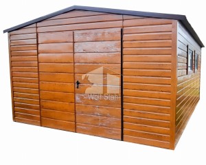  Gartenhaus 4x4m Satteldach Schwingtor Holzoptik 2x PVC Kippfenster | ID155 |