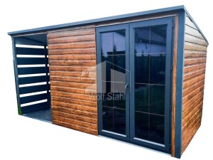  Gartenhaus 3x2m Überdachung 1,5m Pultdach Holzoptik | ID268 |