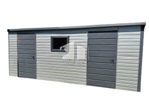  Gartenhaus 6x2m 2x Tür - PVC Kippfenster Anthrazit Silver Pultdach | ID282 |