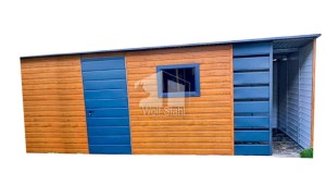  Gartenhaus 5x3m Überdachung 1,5m Holzoptik Pultdach | ID424 |