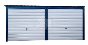  Blechgarage 6x6m 2x Schwingtor Anthrazit Silber Flachdach GP257