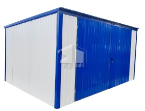 Blechgarage 4x5m Vertikal Blech Schwingtor Weiß Blau Pultdach ID157