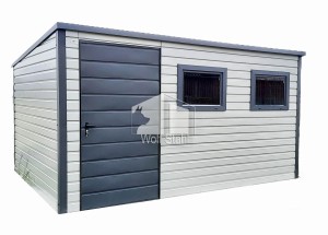  Gartenhaus 3,5x3m Pultdach Weiß Anthrazit 2x PVC Kippfenster | ID176 |