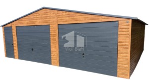  Blechgarage  8x7m Satteldach 2x Schwingtor Holzoptik Tür Anthrazit ID130
