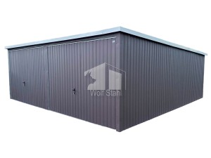  Blechgarage 6x7m 2x Schwingtor Braun Vertikal Blech ID407