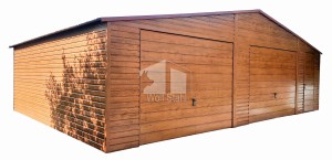  Blechgarage 9x6m Horizontal Blech Satteldach 2x Schwingtor Holzoptik Tür ID131
