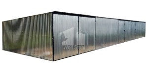  Blechgarage 17,5x5m-4xZweiflügeliges Tor-Pultdach-Verzinkt GP239