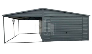 Blechgarage 4x5m + Überdachung - Schwingtor - Tür - Anthrazit - Satteldach GP263