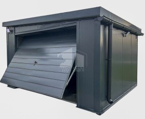 Garage aus Sandwichplatten 4x4m Schwingtor -  Anthrazit -  Dach mit Neigung nach rechts GP368 