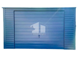 Blechgarage 4x8m - Schwingtor - Tür - 2x PVC Kippfenster - Anthrazit - Flachdach  GP407