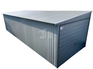 Blechgarage  3x9m  Schwingtor - Zweiflügeliges Tor  - Anthrazit GP191
