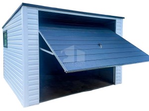 Gartenhaus - Schuppen - Blechgarage 3,5x3,5m - Schwingtor - PVC Kippfenster - Weiß - Anthrazit - Flachdach | GP364 |