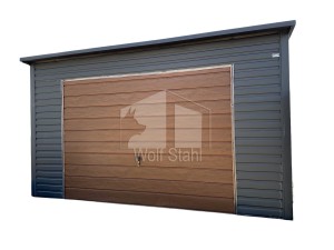 Blechgarage 4,5x6m + Überdachung 1,5m - Schwingtor - Tür - Dachrinnen - Anthrazit - Flachdach  ID528