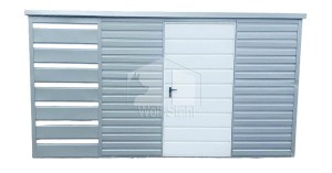 Gartenhaus - Schuppen 3x3m + Überdachung 1m - PVC Kippfenster - Tür - Verzinkte Konstruktion - silber - Flachdach | ID530 |