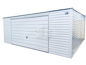 Blechgarage   5x5m - Schwingtor - Weiß  GP117