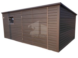 Gartenhaus - Schuppen 4,5x3m - Zweiflügeliges Tor - PVC Kippfenster - Anthrazit - Verzinkte Konstruktion - Flachdach | ID539 |