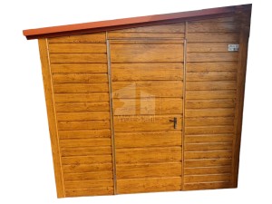 Gartenhaus - Schuppen 2,5x6m - Schwingtor - Tür - Helles Walnussholz - Holzoptik - Dach mit Neigung nach rechts | ID209 |