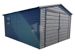 Blechgarage 4x5m - Zweiflügeliges Tor - PVC Kippfenster - Anthrazit - Satteldach  ID549