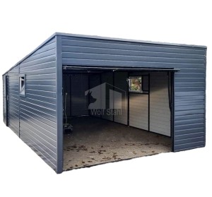Blechgarage  4x7m -  Schwingtor + Zusätzliche Tür  - GP112