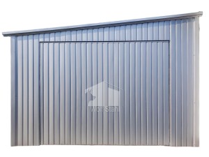 Blechgarage 4,5x9m - Schwingtor - Tür - Silber - Dach mit seitlichem Gefälle ID620