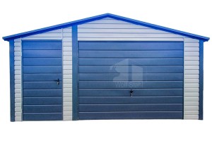 Blechgarage 5x6m - Schwingtor - Tür - Anthrazit - Silber - Dachrinnen - Satteldach ID622