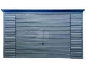 Blechgarage 4x6m - Schwingtor - Tür - PVC Kippfenster - Dachrinnen - Anthrazit - Flachdach ID613