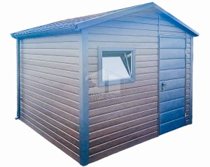 Gartenhaus - Gartenschuppen 3x3m - Tür - PVC Kippfenster - Dunkles Walnussholz - Holzoptik - Anthrazit - Dachrinnen - Metalldachziegel - Satteldach | ID648 |