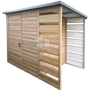 Gartenhaus - Gartenschuppen 2x1,5m + Überdachung 0,8m - Tür - Winchester - Holzoptik - Flachdach | ID668 |