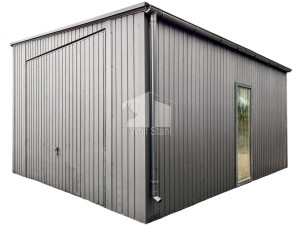 Blechgarage 5x6m - Zweiflügeliges Tor - PVC Kippfenster - Anthrazit - Dach mit seitlichem Gefälle ID680