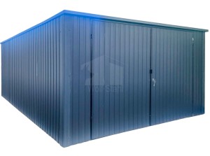 Blechgarage 4x5m - Zweiflügeliges Tor - Anthrazit - Flachdach GP423
