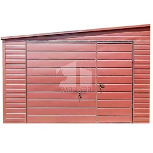 Blechgarage 4,5x7m - Schwingtor - Helles Braun  - Dach mit seitlichem Gefälle GP430