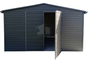 Gartenhaus - Gartenschuppen 4,5x3,5m - Zweiflügeliges Tor - Anthrazit - Dachrinnen - Satteldach | ID761 |