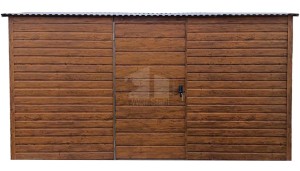 Gartenhaus - Gartenschuppen 4x3m - Tür - PVC Kippfenster - Helles Walnussholz - Holzoptik - Satteldach | ID762 |
