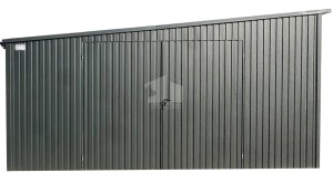 Blechgarage 6x3m Zweiflügeliges Tor - anthrazit - Dach mit Neigung nach links ID765