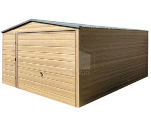 Garage - Gartenschuppen 4x5m Schwingtor - Tür - Holzoptik - Winchester - Satteldach GP453