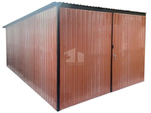 Blechgarage 3x5m - Zweiflügeliges Tor - Helles Braun - Flachdach GP478