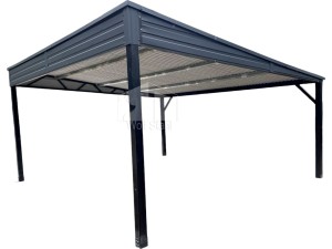Carport - Offene Garage 6x5,8m - Anthrazit - Flachdach GP487
