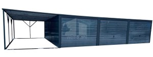  Blechgarage 9x6m Überdachung 3x Schwingtor Anthrazit Flachdach GP258